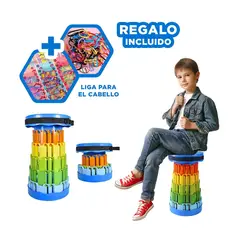 GENERICO - Asiento Bonito Plegable de Tapa Azul Y+Ligas de Regalo