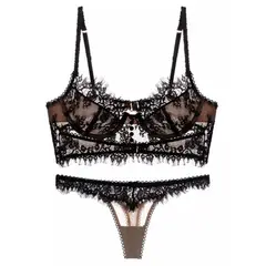 NO LOGO - Ropa Interior Sexy Conjunto Sujetador Bralette Tanga Encaje