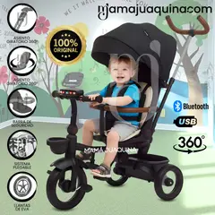 BABY - Triciclo Guiador Plegable «FOLDING» con Bluetooth Black