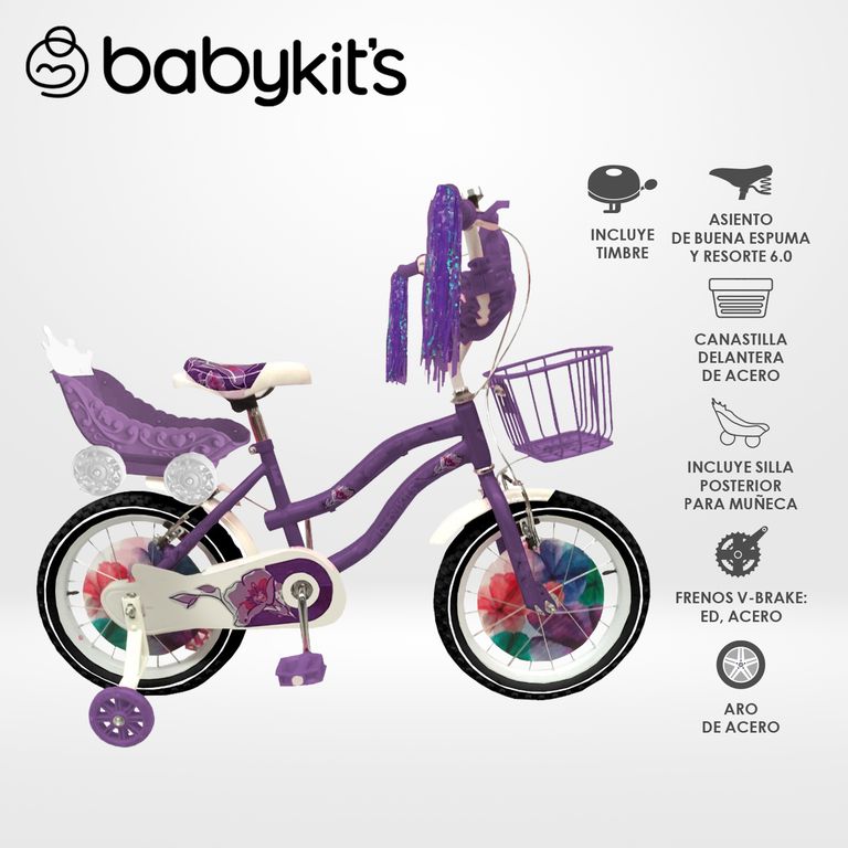 Bicicleta BK Bike Girls aro 16 Morado