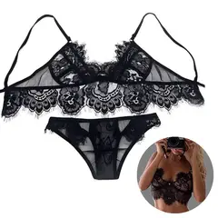 NO LOGO - Sexy Conjunto Sujetador Bralette Tanga Encaje