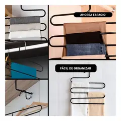 GENERICO - Pack4 Perchero Tipo S de Pantalones Negro Y+Regalo Stickers