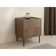 STARHOME - Velador Moderno con patas metálicas Belviro Roble