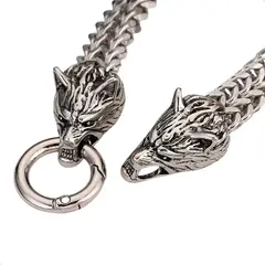 GENERICO - Pulsera Cadena Con Cabeza De Lobo Color Plata Para Hombre