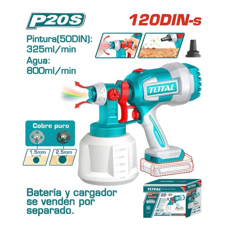 Pistola De Pintar 20v 1000ml 120din Total TSGLI2004