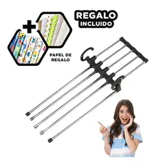 GENERICO - Pack12 Ganchos para 5 Pantalones Negro Y+Papel de Regalo