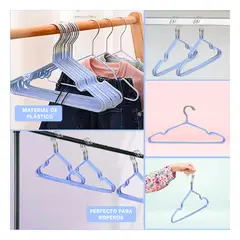 GENERICO - Pack4 Colgadores Ligeros de Ropa en Azul Y+Regalo Stickers