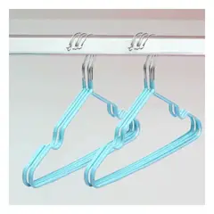 GENERICO - Pack12 Conjunto de Perchas Seguro en Color Celeste