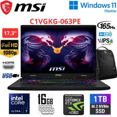 MSI - Laptop PULSE 17 AIC1VGKG Core Ultra 7-155H 16GB RAM,1TB,GeForce RTX4070 8GB,17.3″ W11H + mochila