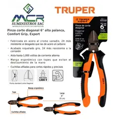 TRUPER - ALICATE AISLADO 1000V CORTE DIAGONAL 6” 15cm