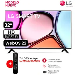 LG - Televisor Smart TV 32 HD 32LR600BPSC con webOS y AI ThinQ + Magic