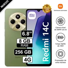 REDMI - Celular Xiaomi 14C 8GB 256GB - 50MP Cámara Dual SIM Verde