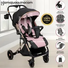 BABY - Coche Maleta de Lujo «CORAL» Mango Reversible Pink