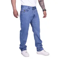 APACHE - Jeans Regular Fit de Caballero Color Celeste, Rígido Modelo Americano