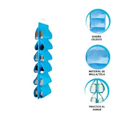GENERICO - Pack12 Zapatera Suspendida de 6 Pares en Tono Celeste