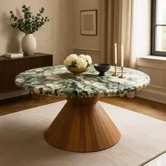 NOEL - Mesa de Comedor Circular de Mármol Roccia Di Bosco Redonda 90cm Deco