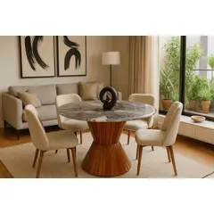 NOEL - Mesa de Comedor de Mármol Natural Verde Odisea Redonda 90cm Deco