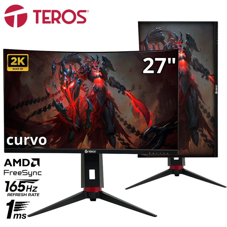 Monitor curvo TEROS TE-2767G, 27" QHD VA, 180 Hz, 1 ms, HDMI, DP