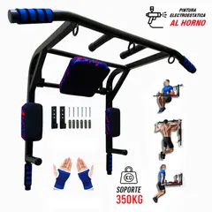 HOLGU - Barra Multifuncional 15 en 1 de 3 Aros + Guantes Gym Uso Rudo 350kg