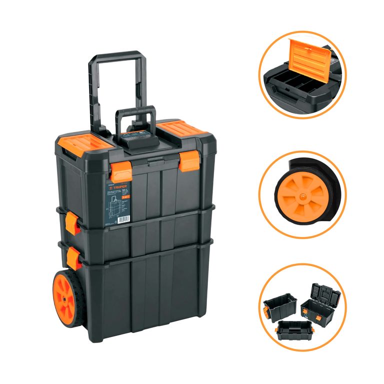 Organizadore De Herramientas 19'' X 25'' 3 En 1 Ruedas 53L