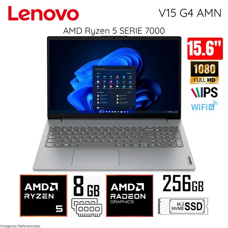 Laptop V15 G4 AMN 82YU00X6LM AMD Ryzen 5 7520U 8GB LPDDR5 RAM 256GB SSD 15.6" FHD