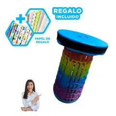 GENERICO - Pack12 Silla Portatil con Tapa Azul Y+Papel de Regalo