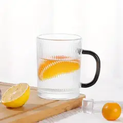 INSPIRA - Set de 6 Tazas Acanaladas de Vidrio Asa de Colores 310 ml