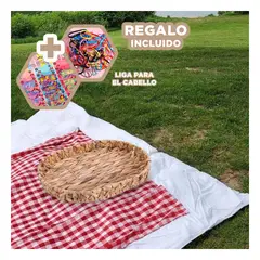 GENERICO - Centro de Mesa Ovalada Tejido Mediano Y+Ligas de Regalo