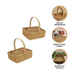 GENERICO - Pack2 Cesta Organizadora en Color Marron Y+Regalo Stickers
