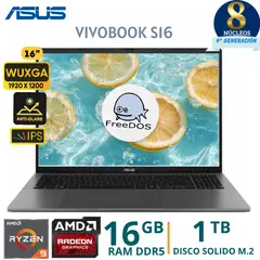 ASUS - Laptop VivoBook M3607HA-RP066 AMD Ryzen 9 -270, 16"WUXGA, Ram 16GB, SSD 1TB, FreeDos