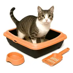 CATITO - KIT ARENERO PARA GATOS - CON PALA Y PLATITO MELÓN