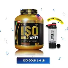 LEVEL PRO SUPPLEMENT SCIENCE - Iso Gold Whey 6.6LB Vainilla + Shaker 3 cuerpos