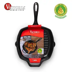 VICTORIA - Sartén Hierro Fundido Grill 26 cm Rectangular Precurada
