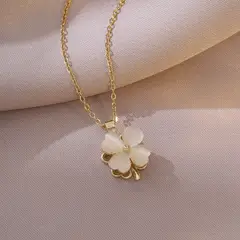 GENERICO - Collar Trébol Giratorio Corazón de Cuatro Hojas Suerte y Antiestrés