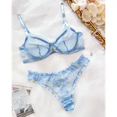 GENERICO - Set de Lencería celeste para mujer S - CELESTINA