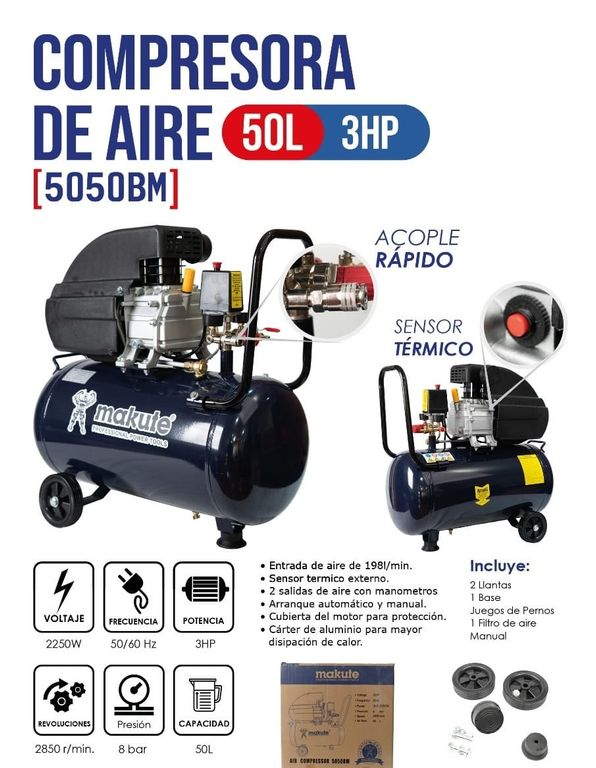 COMPRESORA DE AIRE DE 50 LITROS / 3HP