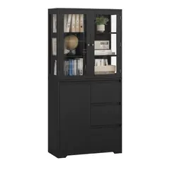 MUEBLES CRISOSTOMO - Vitrina Exhibidora de Melamina Negro 80cm