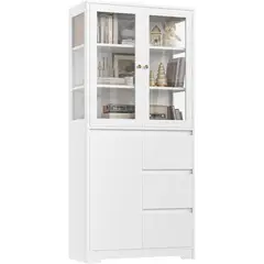 MUEBLES CRISOSTOMO - Vitrina Exhibidora de Melamina Blanco 80cm