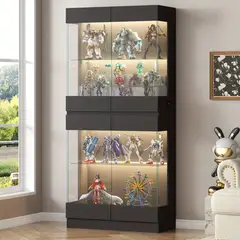 MUEBLES CRISOSTOMO - Vitrina Exhibidora Led Negro 70cm