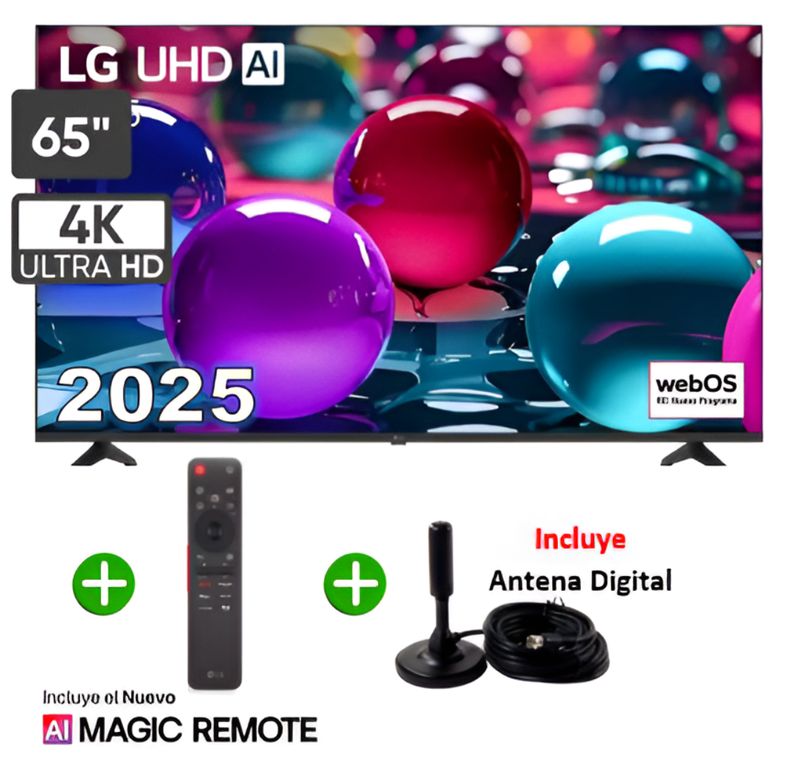 Televisor Smart TV Led Uhd 65" 4K Thinq AI 65UA7300PSB 2025 + Antena Digital + Magic Remote