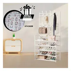 GENERICO - Pack6 Rack con Percheros 5 N en Blanco Y+Regalo Stickers