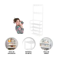 GENERICO - Pack4 Rack con Ganchos Modelo Derecho 4 N en Blanco