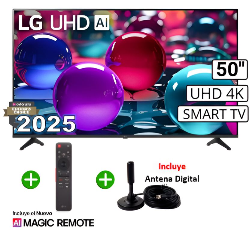 Televisor 50" Ultra HD 4K AI ThinQ 50UA7300 Modelo 2025 + Control Magic + Antena Digital