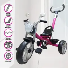 BABY HAPPY - Triciclo Chavito Con Guiador Para Niños Bluetooth Rosado