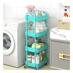 GENERICO - Pack4 Carrito de Almacenamiento en Celeste Y+Regalo Stickers