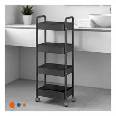 GENERICO - Pack4 Carrito de Almacenamiento en Negro Y+Regalo Stickers