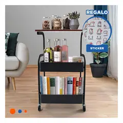 GENERICO - Estante Desplazable para Libros en Negro Y+Regalo Stickers