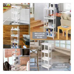 GENERICO - Pack4 Estante de Almacen 4 Niveles Blanco Y+Regalo Stickers