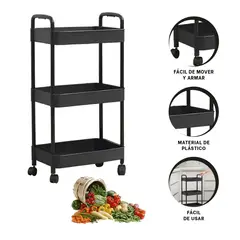 GENERICO - Pack2 Estante Organizador de 3 Pisos Negro Y+Regalo Stickers