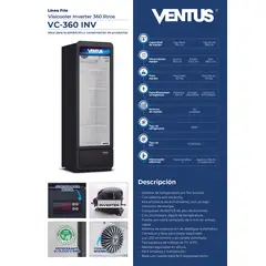 VENTUS - Visicooler Inverter Negro 360 Litros (interior blanco) V-360 INV -VENTUS